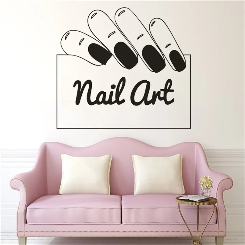 Nail Art Signe Vinyle Fenêtre Autocollants Manucure Conception Sticker Ongles Salon Décoration Nail Artiste Peintures Murales Personnalisé 220621