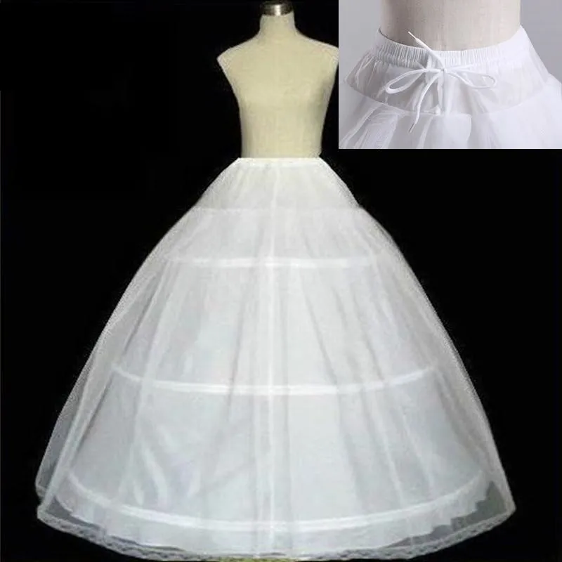 Underskirt bröllopslipning petticoats tillbehör 3 tre hoops för en linjeklänning petticoat crinoline