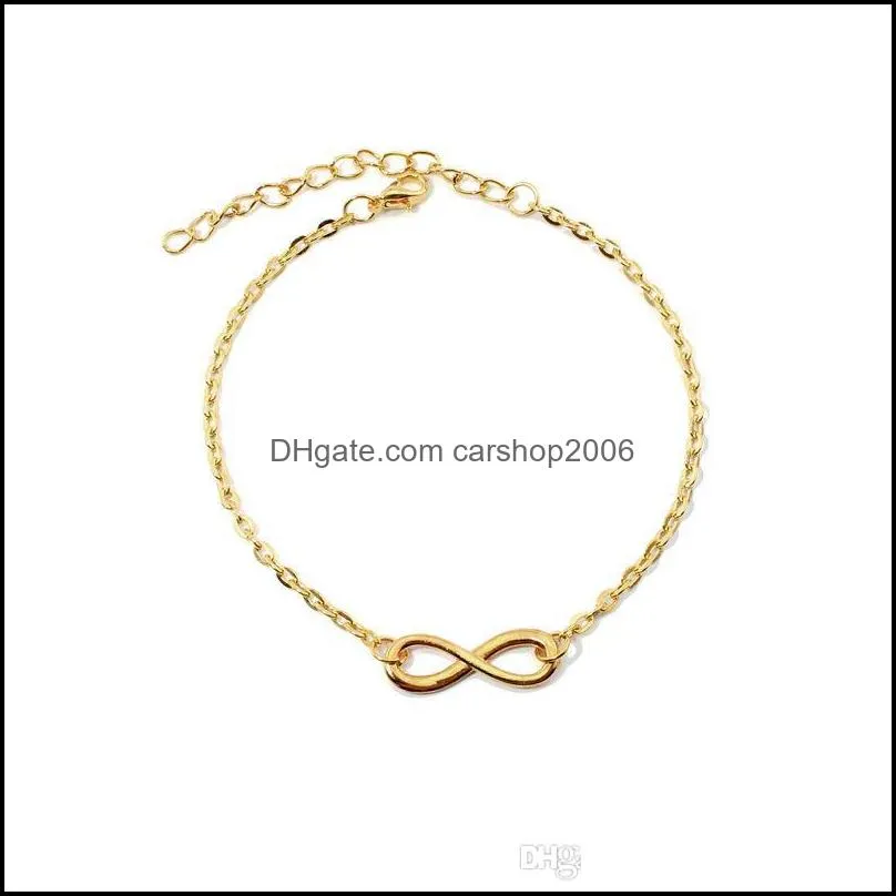 Ready Stock Fashion Personalized Infinity Couple Bracelet Simple Number 8 925 silver plated Chain Bracelet for Womens