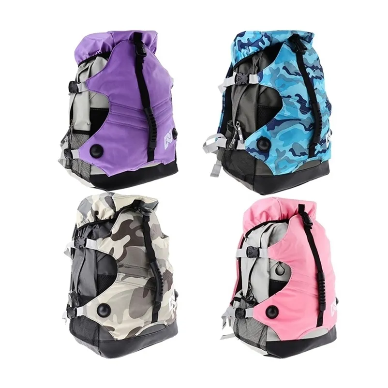 Moda açık çantalar unisex profesyonel roller paten sırt çantası açık spor sırt çantası dayanıklı çok cepli erkek spor çantaları 220728