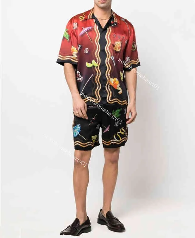 Set sportivi di seta da tennis club maschile di Casablanc Designer Sumpi e camicie Summer Beach Shorts e camicie