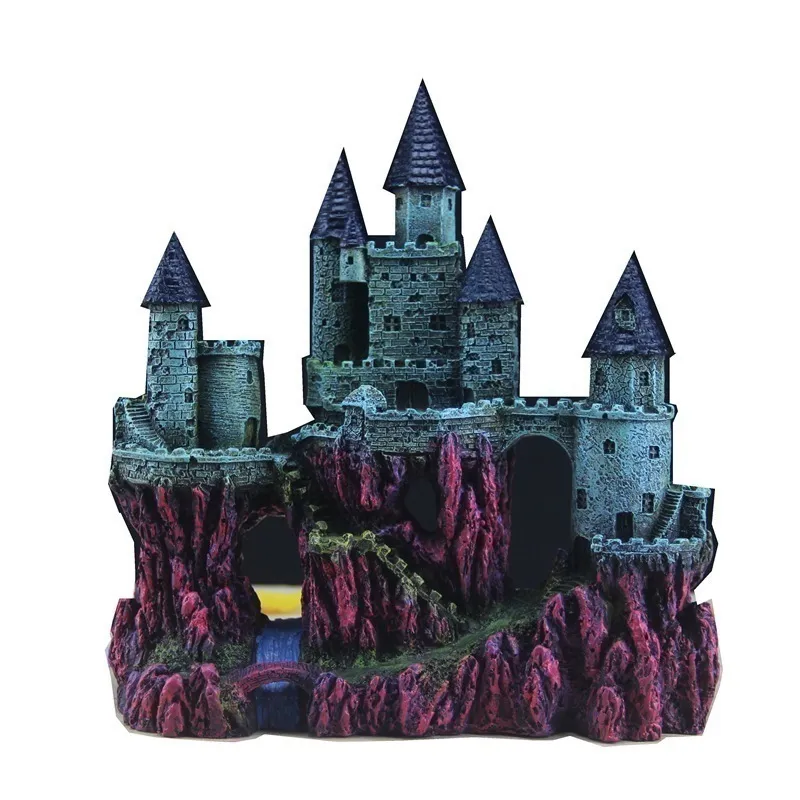 Artificial European Rockery Castle Aquarium Decor Medieval Towers, Fish