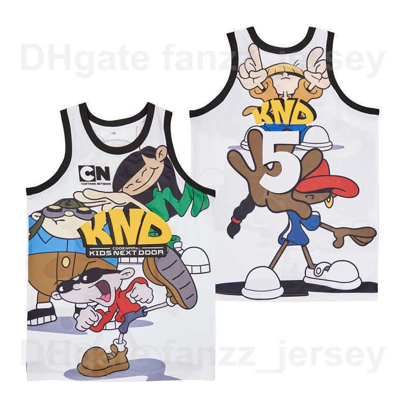 MOIVE CARATOON TV Series Codename Kids Next Door 5 Jerseys de basquete Man Hip Hop Breathable For Sport Fãs Hiphop Pure Cotton Shirt Uniforme de boa qualidade à venda