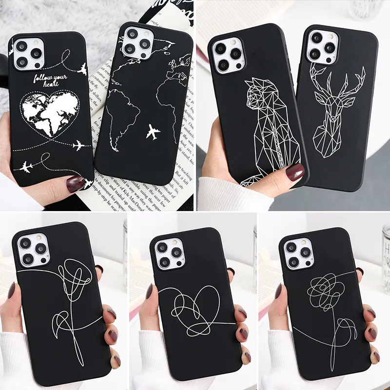 Line Art Custodia morbida in TPU per Xiaomi Mi Redmi Note 10 9 9S 9T 8T 8 9A 7A 7 Pro Lite 10T A1 A2 F3 6X 5X X3 Custodie NFC Capa Funda