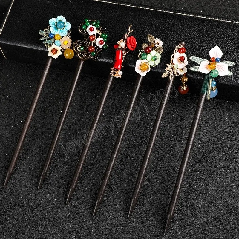 Palillos de pelo de Metal con borlas de estilo chino, horquilla con perlas, pinza para el pelo de flores, palillos para el pelo, tocado clásico para fiesta de boda