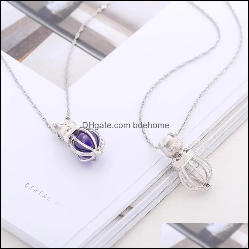 Wholesale Tortoise pearl/Ball Cage Hanging DIY Accessories S925 Silver Necklace Movable Box Manufacturer Free Shipping