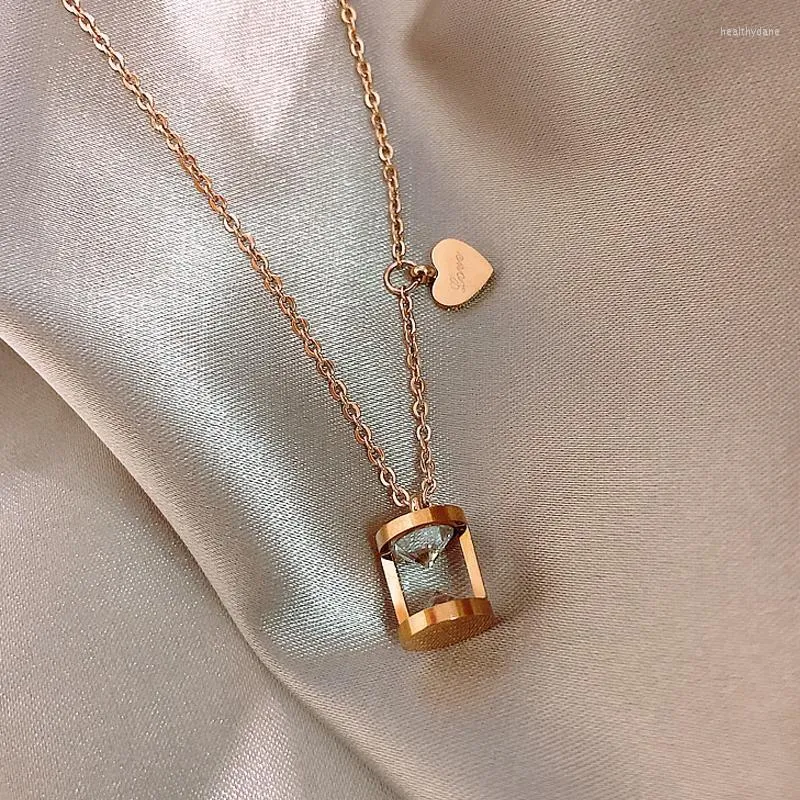 Chokers Luxury Jewelry Rose Gold Stainless Steel Hourglass Love Necklace Heal22