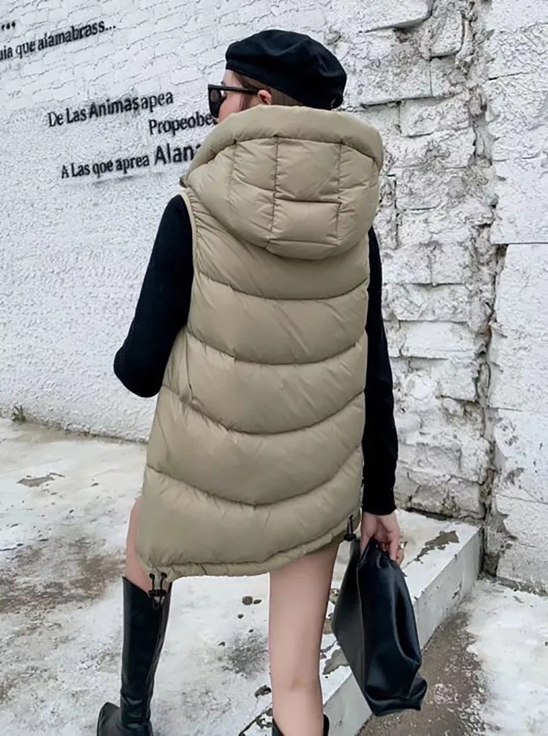 2023 Kadın Moda Down Ceket Tasarımcı Kış bayanlar Ceket Açık Uzun Pamuk Parka Vest Bayanlar Kontrast Renk Kapşonlu Ceket Sonbahar Sıcak Ceket