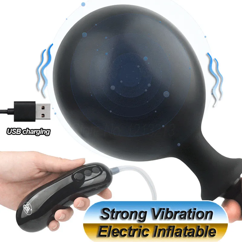 Super kraftfull vibration Uppblåsbar stor rumpa Plug stor anal dildo vibrator anus vagina dilator prostata massager USB laddning