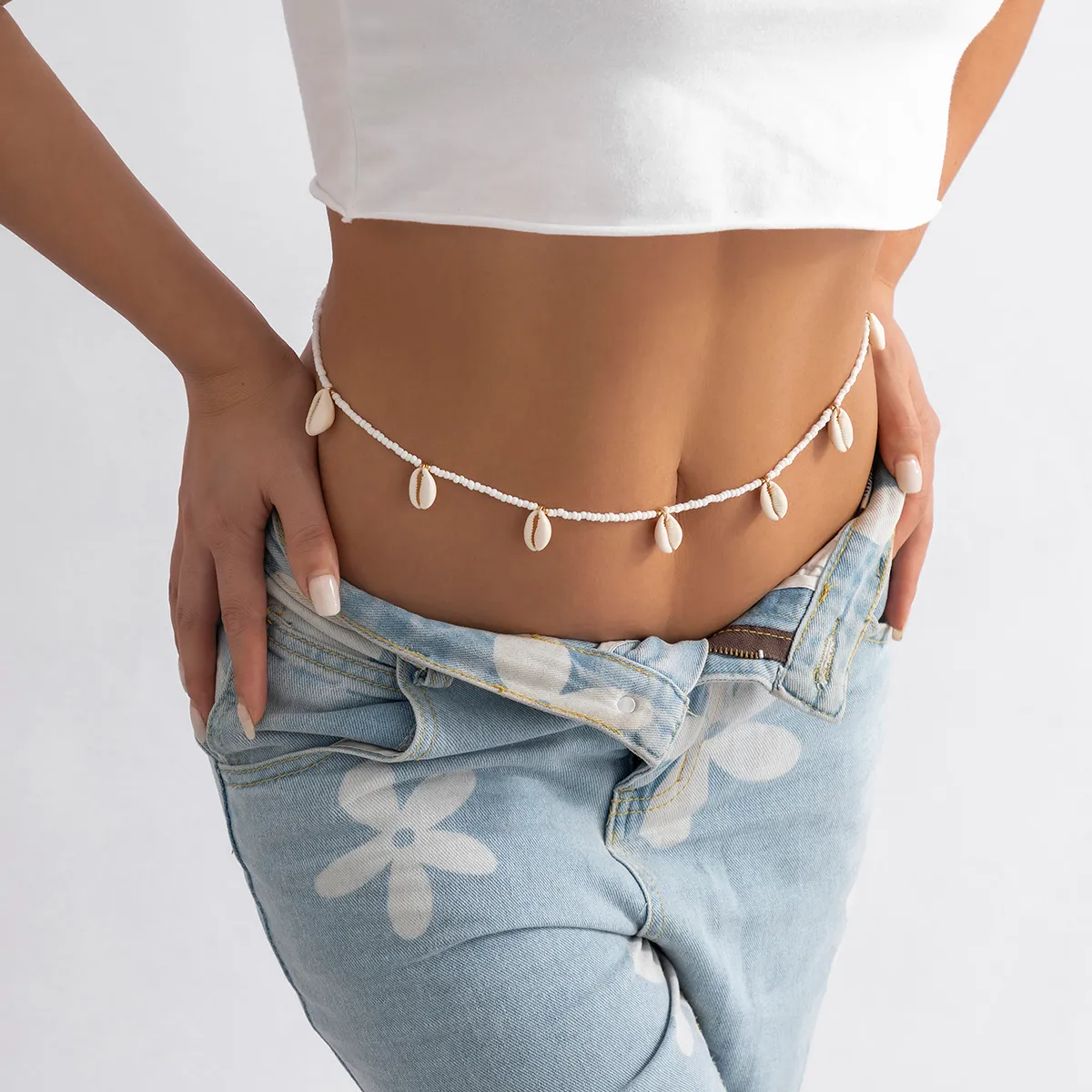 Boho Einfache Perlen Taille Kette Für Frauen Natürliche Shell Anhänger Bauch Kette Sexy Bikini Strand Körper Kette Sommer Schmuck