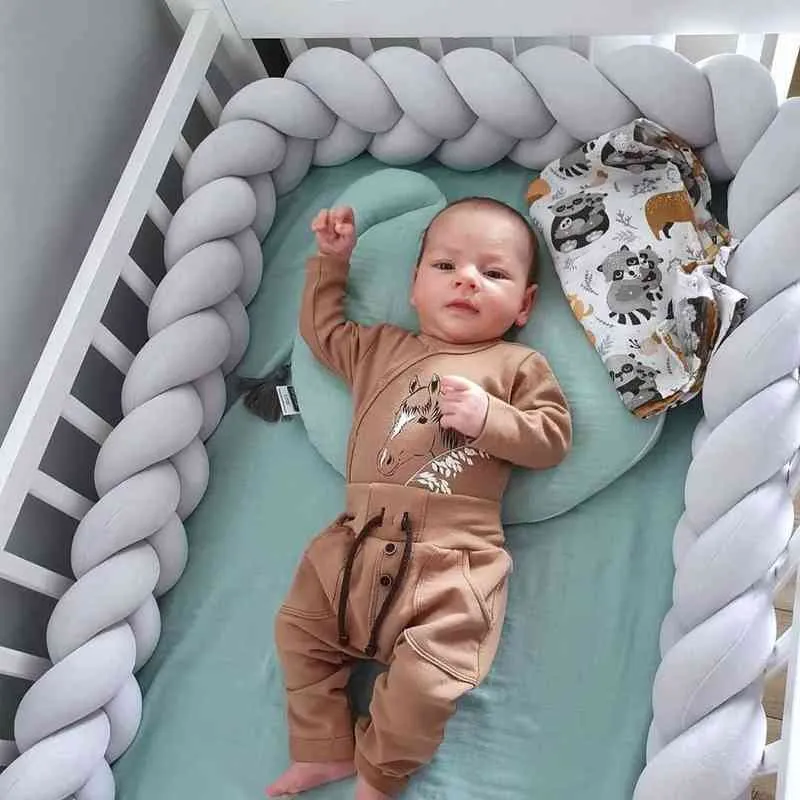 Bebé parachoques cama trenza nudo almohada cojín parachoques Tresse De Lit  Bebe Protector de cuna cuna parachoques decoración de la habitación juego
