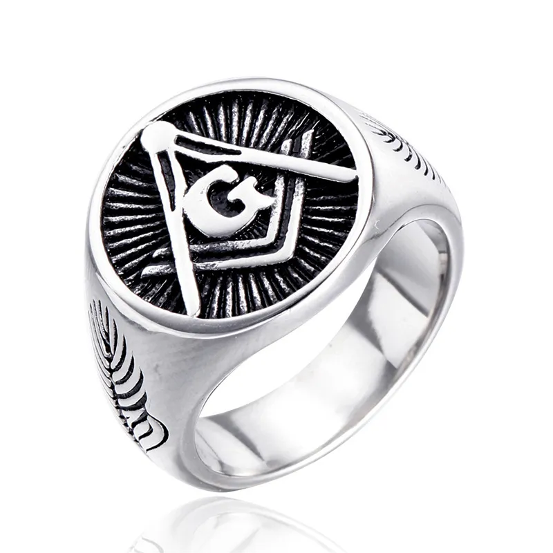316 Rostfritt stål Herr Freemaoson Masonic Rings Juvel Presentföremål unika design gratis mason silver svart högkvalitet smycken smycken