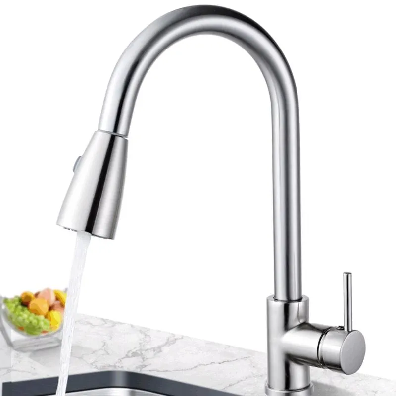 Kitchen Faucets US/UK/RU/EU/AU Multifunctional Stainless Steel Bathroom Basin Faucet Pull Out And Cold Water Sink Tap Home El