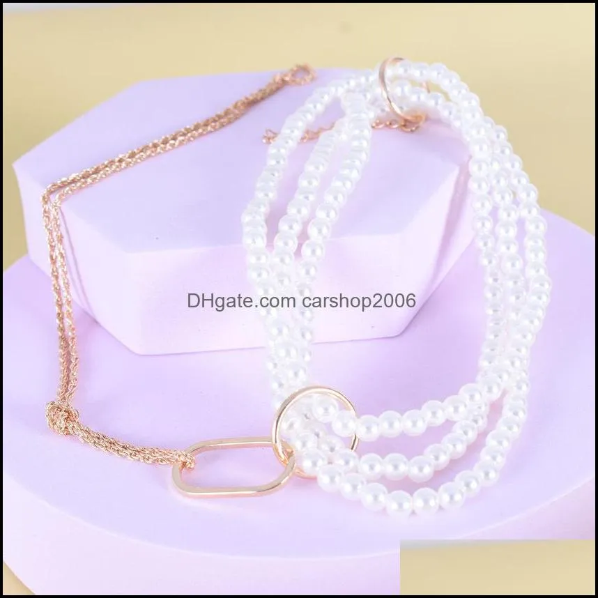 vintage baroque pearl multilayer clavicle chain personality wedding simple asymmetric design short necklace carshop2006