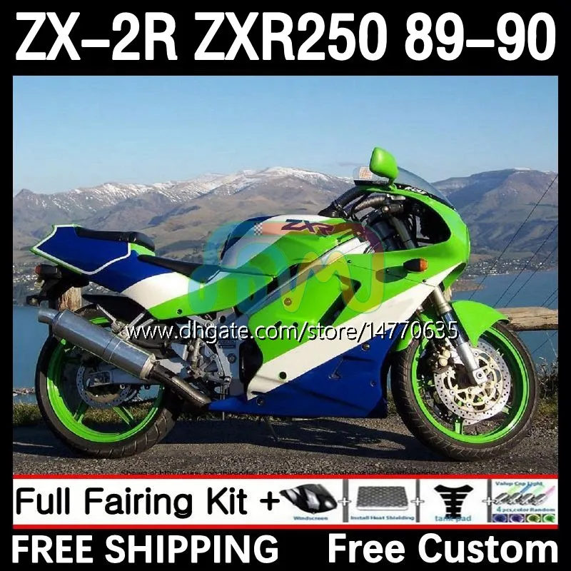 Motorfietslichaam voor Kawasaki Ninja ZX2R ZXR250 ZX 2R 2 R R250 ZXR 250 89-98 Bodywerk 8dh.103 ZX2 R ZX-2R ZXR-250 89 90 ZX-R250 1989 1990 VOLLEDIGE FAIRESS KIT Lucky Green