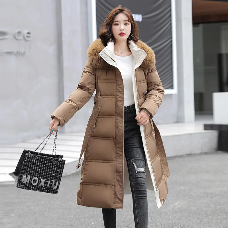 Womens Oversized Faux Fur Trench Coat Puffer Thick Down Winter