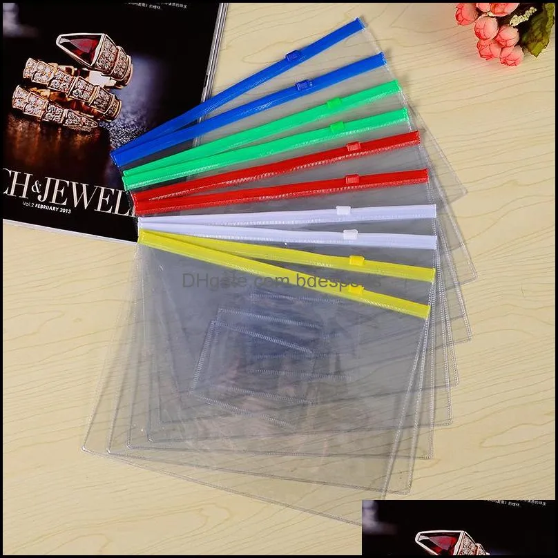 A4/A5/A6 Waterproof Storage Bags Transparent PVC Zipper Bag File Folder Document Filing Organizer Stationery Organization School Office