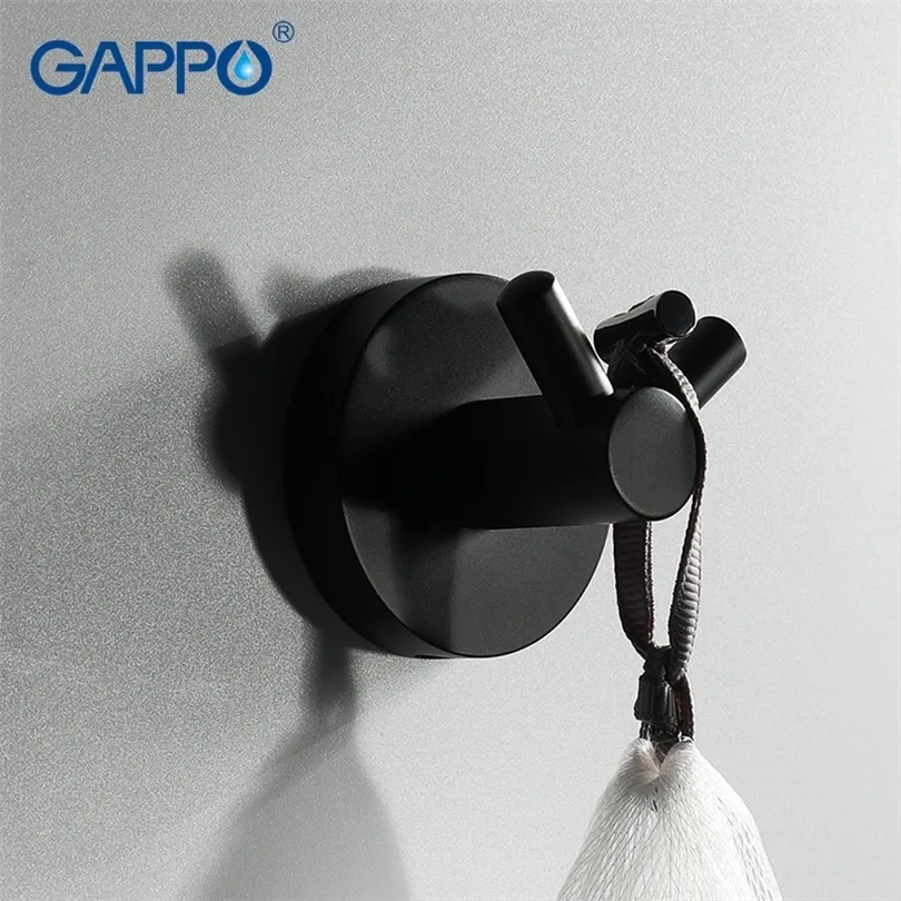 GAPPO Robe Hooks bathroom wall mounted black Towel holder hanger bathroom accessories hardware storage holder T200717