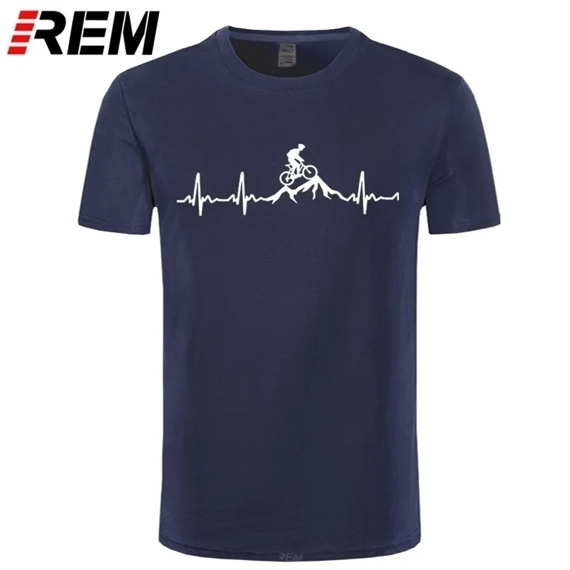 REM Mountain Bike Heartbeat Funny Dirt Bike T Shirt Plus Size Custom Short Sleeve Men's T-shirt Fashion Family Cotton 220520