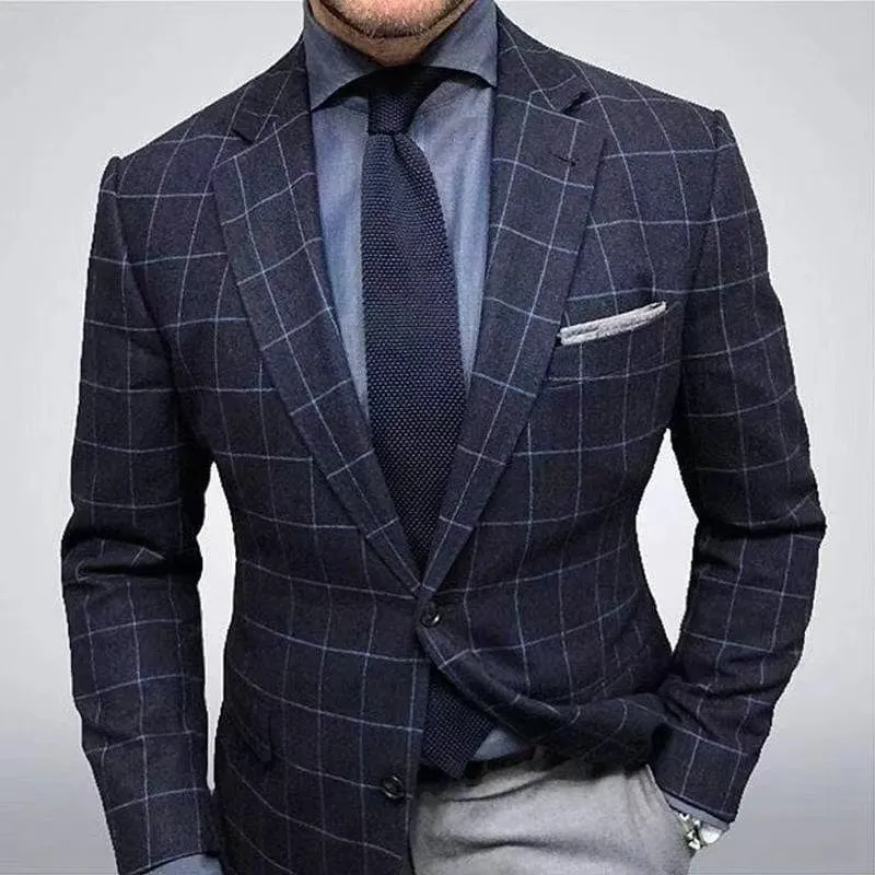 Blazer Homme Slim Fit Uni - Veste Costume Casual Élégante Printemps Automne - Col Droit Boutons Décoratifs