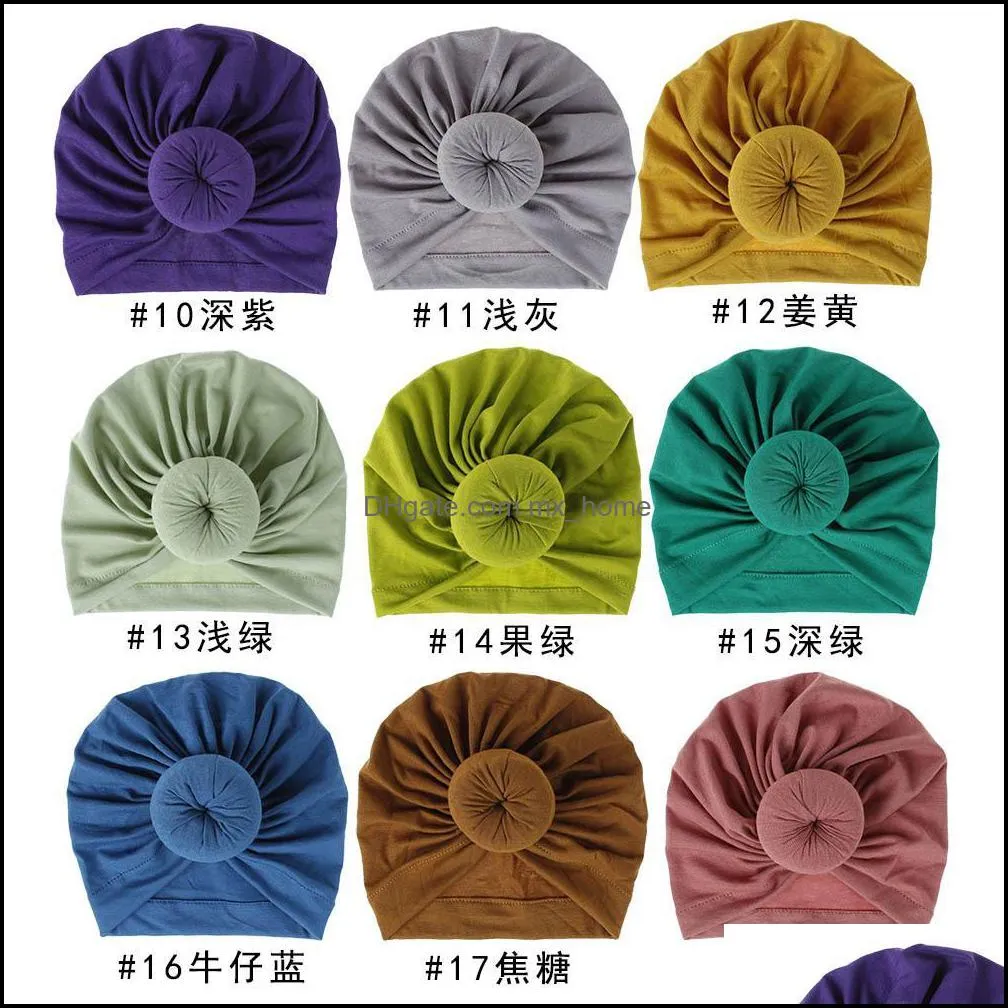 18 colors children accessories newborn toddler kids baby boy girl turban cotton beanie hat winter warm soft cap solid knot soft wrap