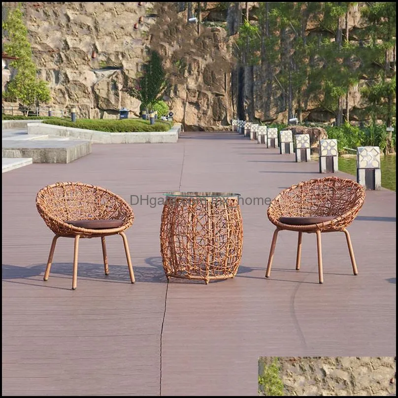 Outdoor rattan furniture set garden furnitures in the yard sofa chair cushion coffee table