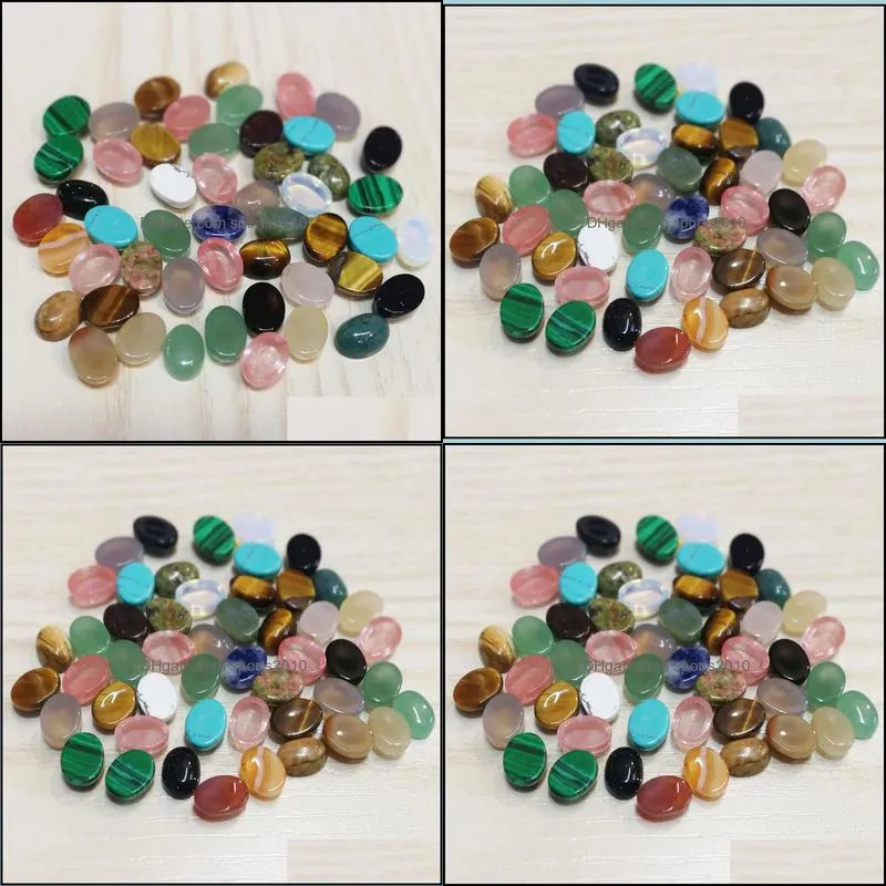 6x8mm natural stone oval cabochon loose beads rose quartz turquoise stones face for reiki healing crystal ornaments sports2010