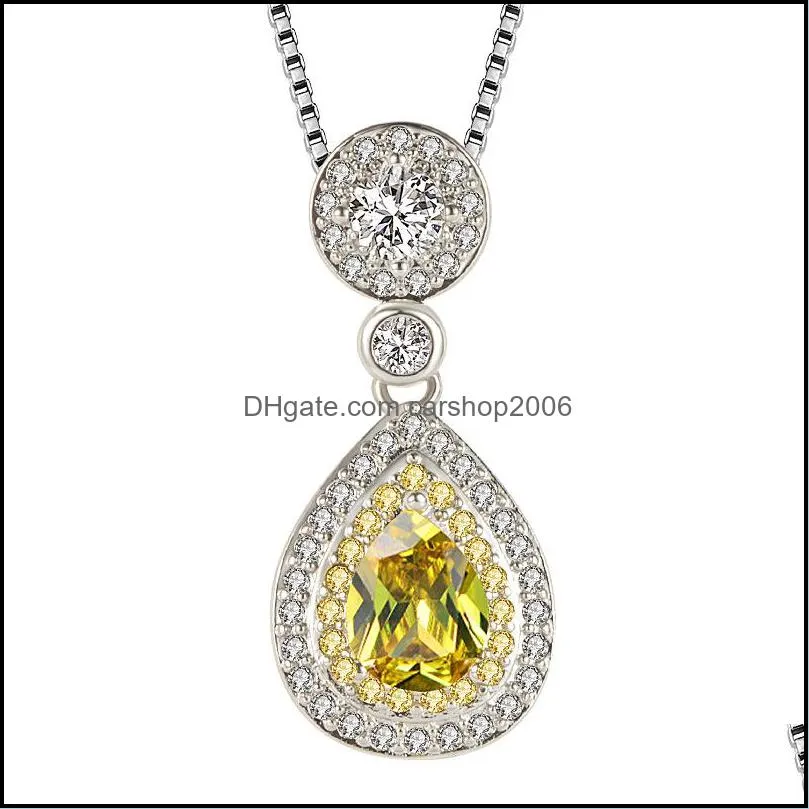 Pendentif Colliers Citrine Collier Charme Bijoux Or Couleur Chaîne Gemme De Mariage Pour Femmes Filles Cadeau Cristaux Carshop2 Carshop2006 Dhbkb