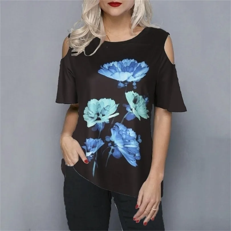 여름 새로운 면화 oneck 여성의 단색 단락 Tops T 셔츠 숙녀 패션 Tshirts 210322
