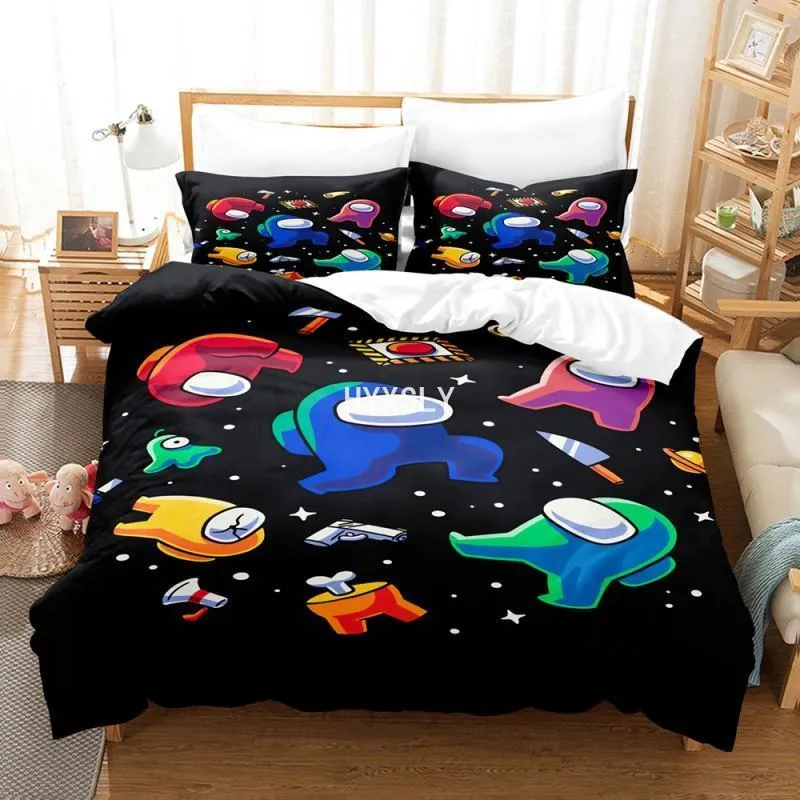 Bedding Sets Kids Cute Cartoon Set With Pillowcase Quilt 2/3PCS Duvet Cover For Children Bedclothes Bed Print Home Textile Decor