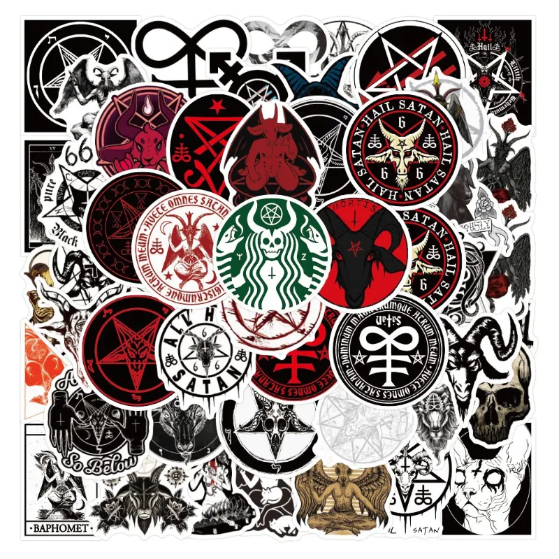 50st/Lot Satan Sticker Devil Demon Evil Hell Satanism Sticker Graffiti Stickers för DIY Bagage Laptop Skateboard Motorcykelcykeldekaler