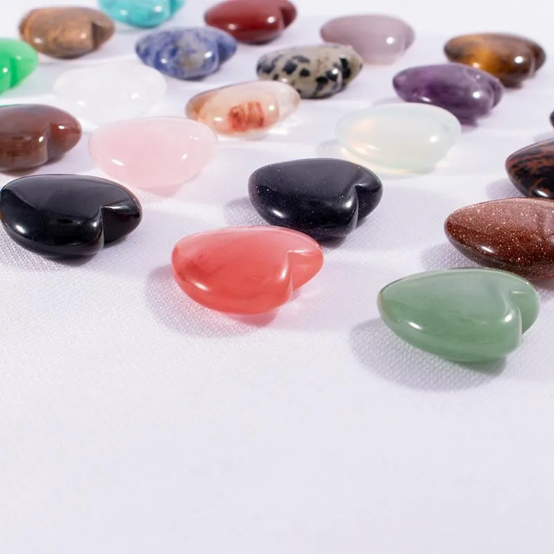 Natural Crystal Stone Party Favor Heart Shaped Gemstone Ornaments Yoga Healing Crafts Decoration 20MM
