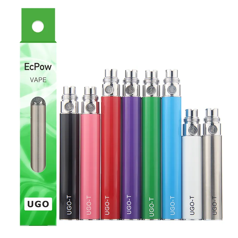 Autentico UGO T EGO eVod Micro USB Passthrough E Batterie per sigarette E Cig Bottom Charge Vape Vaorizer con cavi