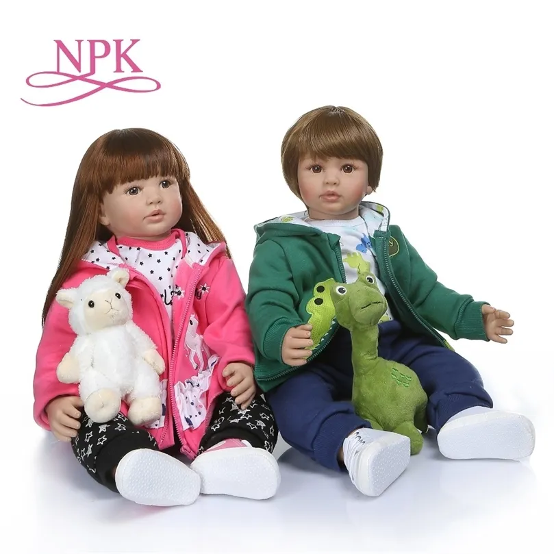 NPK 60 см высокого качества Reborn Toddler Boy Doll в платье с капюшоном Bebe 6-9 месяцев настоящего ребенка размером 220505