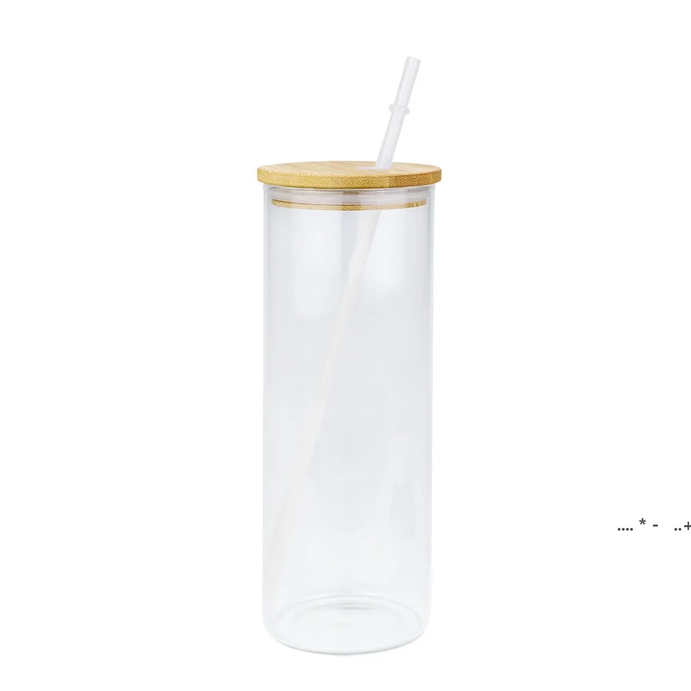 Sublimation Glass Straight Skinny Tumbler 25oz Blanks Wine Beer Coffee Mug High Borosilicate Clear Frosted Cup SEAWAY GCF14381