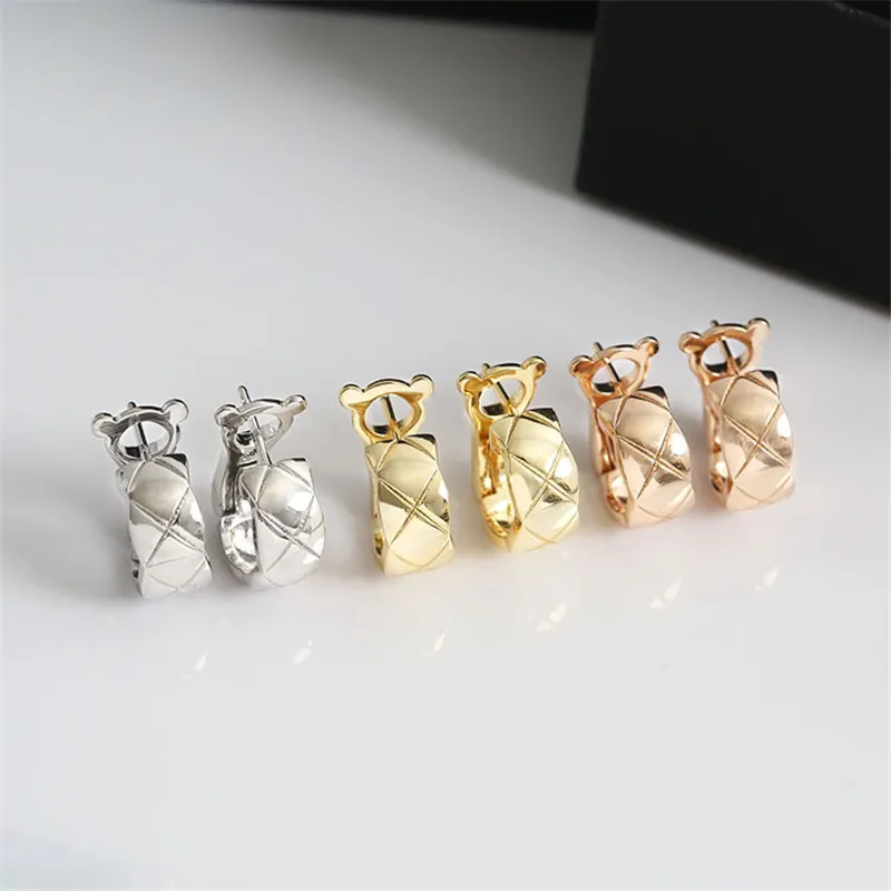Luxury C Letter Studs Earrings Not Fade Not Allergic Titanium Steel Classic White K Rose Gold Plated Ear Charms Fashion Jewelry Accessories for Women Girls Gifts