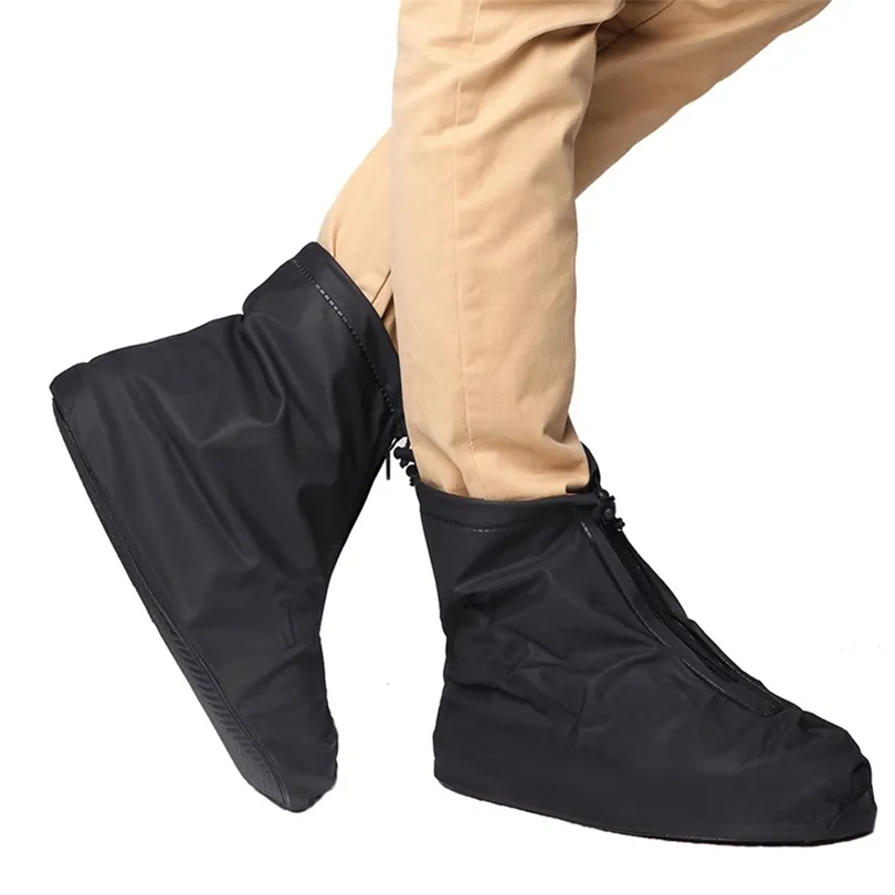 Hommes femmes pluie chaussure couverture fermetures à glissière bottes couvre épaississement chaussures imperméables protecteurs pour Camping couvre-chaussures bottes 220427