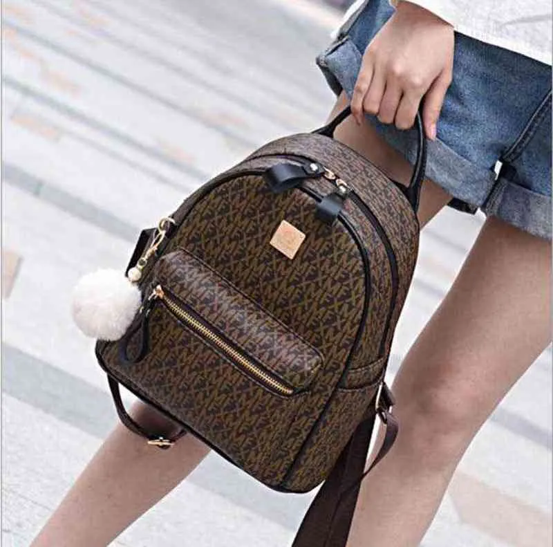 Sacs d'école European Fashion Luxury High Quality Cuir sac à dos Femme Femme Double Zipper épaule Bag Sac de voyage Backpacks 220802