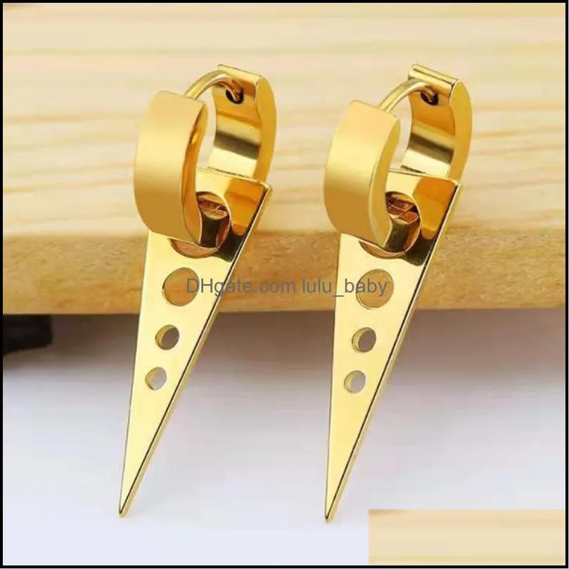 punk style stainless steel triangle dangle hoop earrings stud earrings for men women statement body jewelry