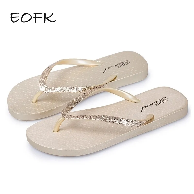 EOFK Women Flip Flops tofflor Summer Outdoor Fashion Bling Women Shoes Tisters Beach Summer Flip Flops Sandalias Y200423