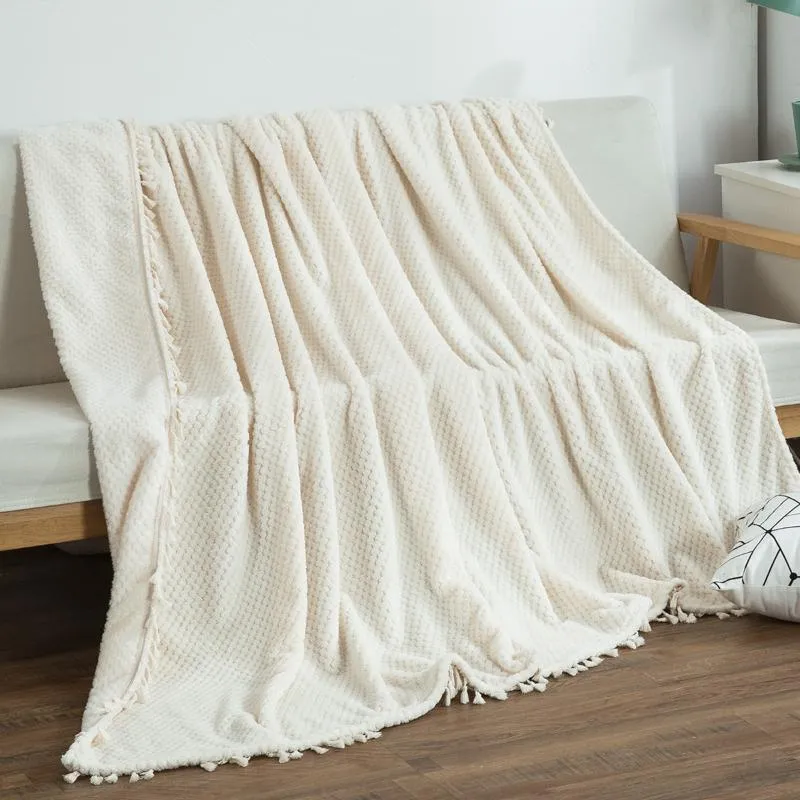 Blankets Super Soft Macrame Flannel Blanket 200x230cm Design Portable Sofa Travelling Pattern Tassel Bedspread 180x200cm