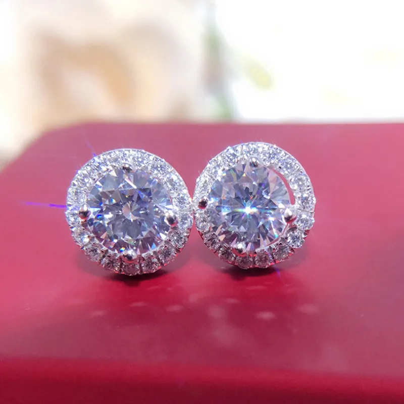 100% Original Sterling Silber 925 Stift Ohrringe kleine Zirkonia Diamant Hochzeit Ohrringe für Frauen Geschenkschmuck Schmuck