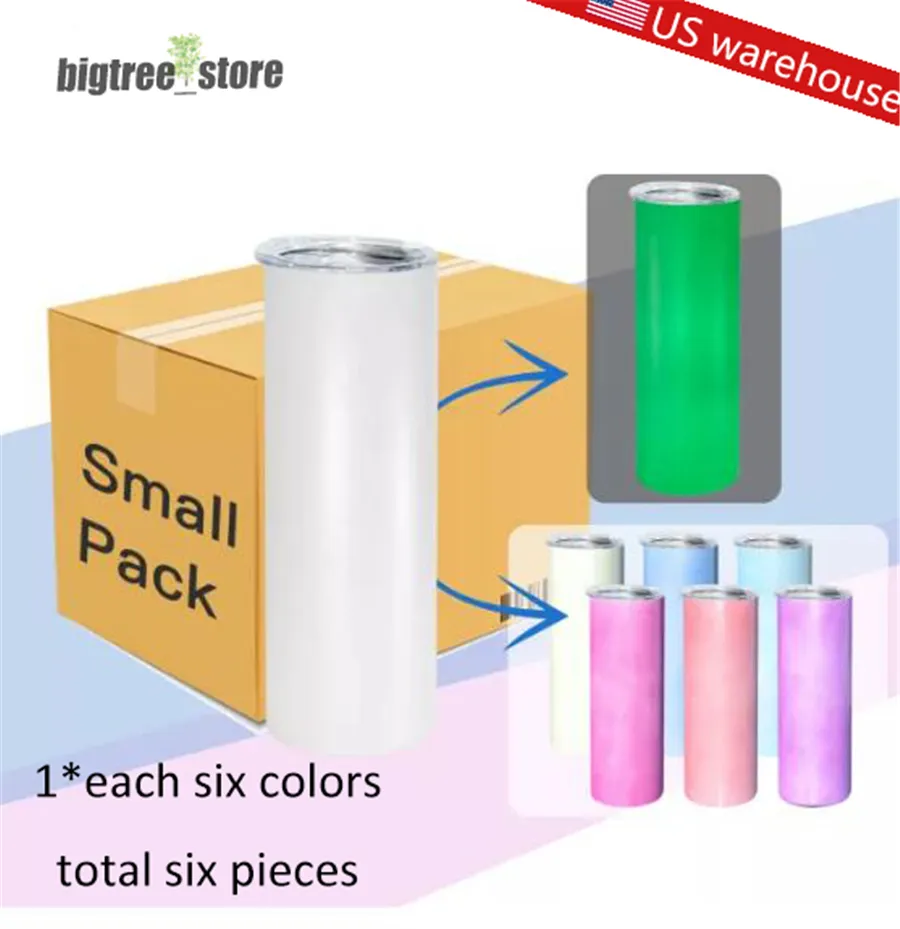 Ons warehoue ​​twee functies gloeien in de donkere UV -kleur veranderende tumbler 20oz sublimatie tumbler roestvrij staal recht mager tuimelaar met rietjes klein pakje