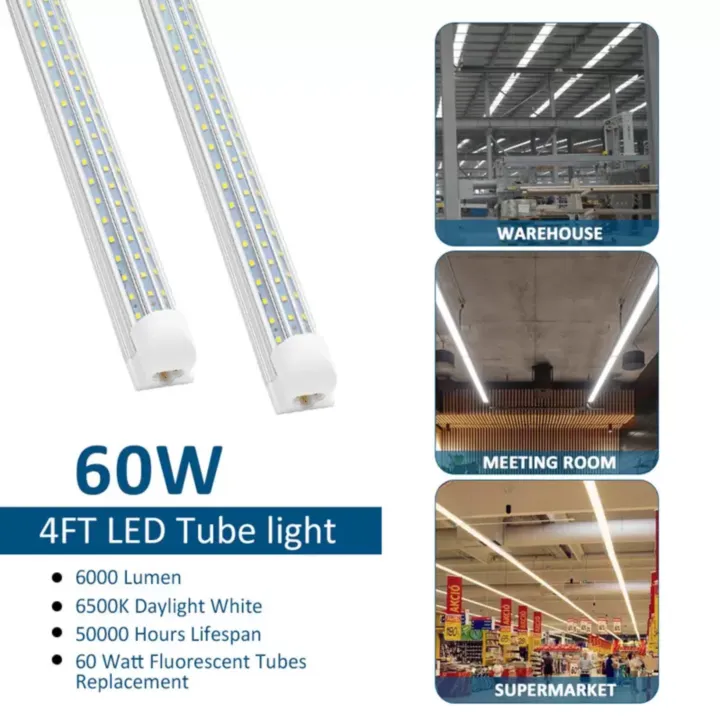 Linkable led shop lights t8 8ft v shape led tube light 60w shop integrated 6500k clear