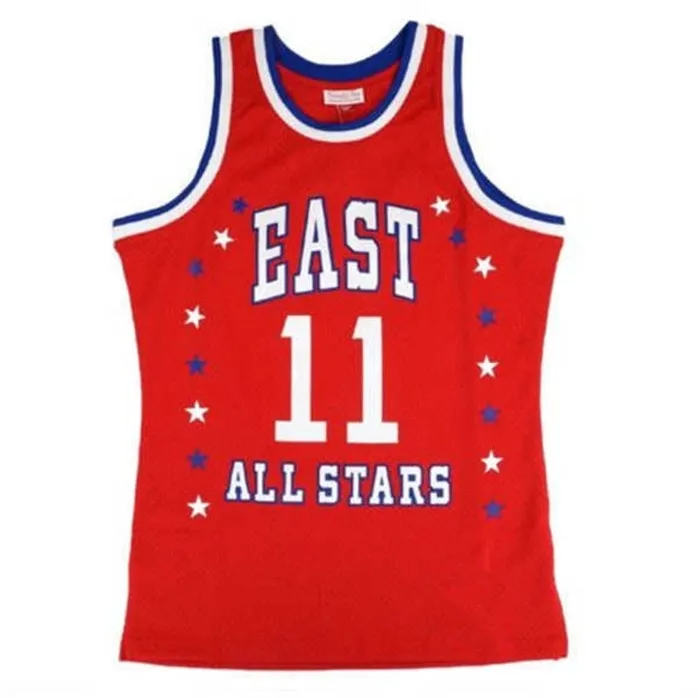 SjZl98 Röd # 11 Jesaja Thomas 1983 All Star East Retro Basketball Jersey Mäns Stitched Anpassning Alla Nummer Namn Jerseys