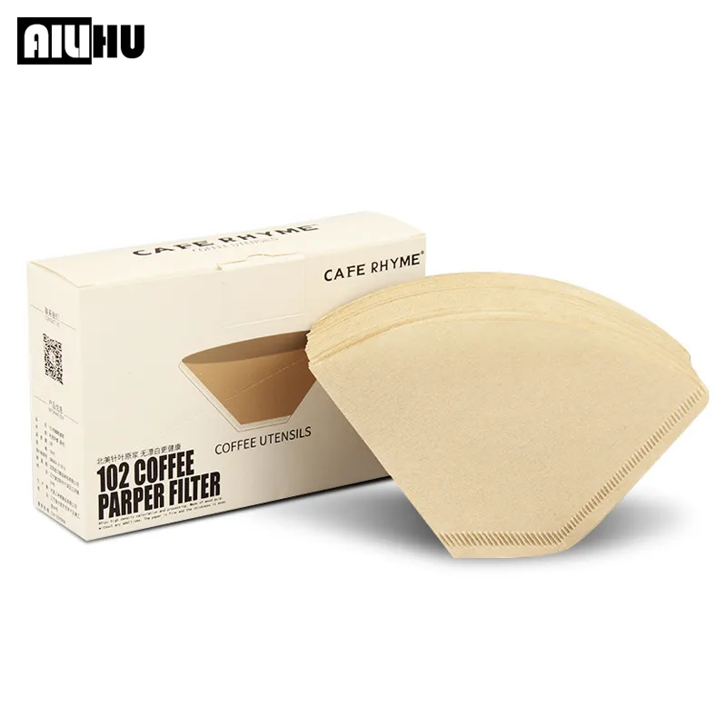 Original color unbleached coffee fan-shaped filter bag thickened 2-4 people hand-pushed paper utensil solid 220509