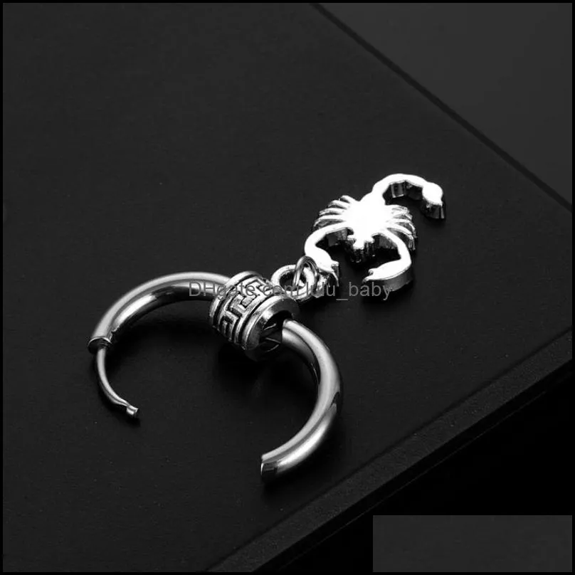 titanium steel body piercing jewelry dangle scorpion earring hoops  pendant hoop earrings for men and women