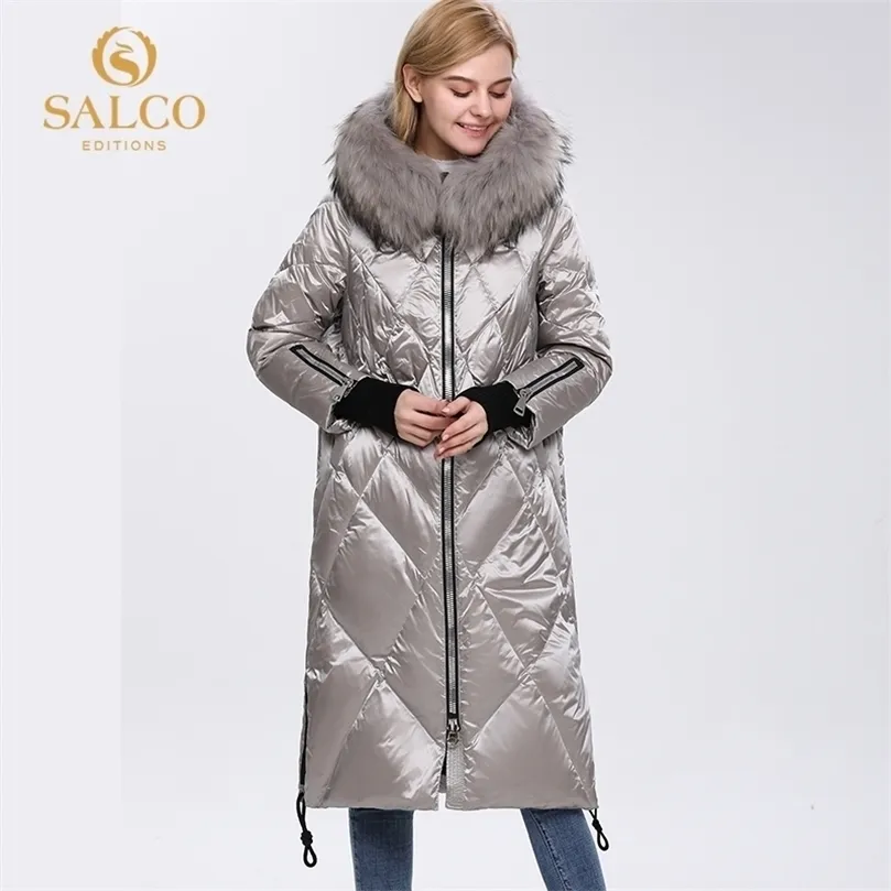 SALCO The latest big-zipped pearl-cotton winter warm coat high-end real fur coat 201128