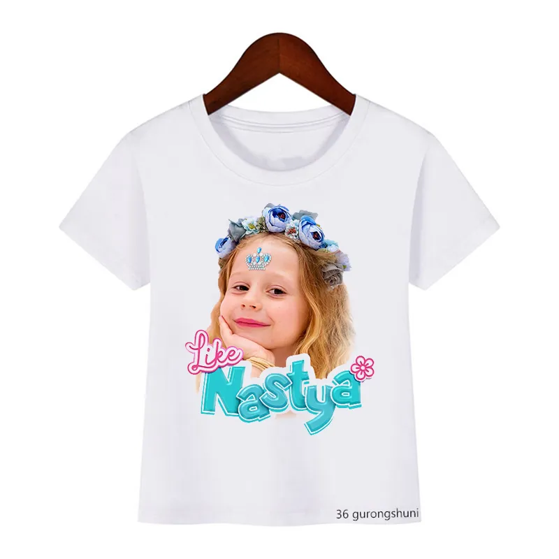 T-shirt per ragazze Lovely Like Nastya Cartoon Print Kawaii Baby Tshirst Fashion Estetica Top a maniche corte bianche 220620