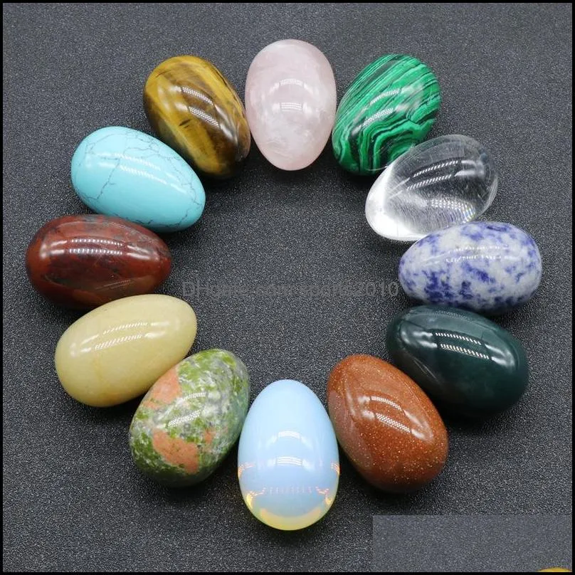 Konst och hantverk Arts Gifts Home Garden 30mm Egg Crystal Natural Stone Craft Smycken Chakra Reiki Healing Energy Prot Dhzo0